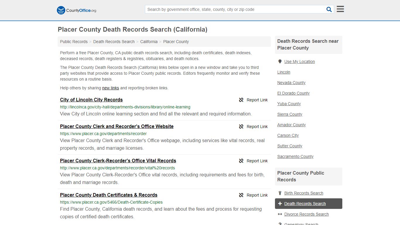 Death Records Search - Placer County, CA (Death ...