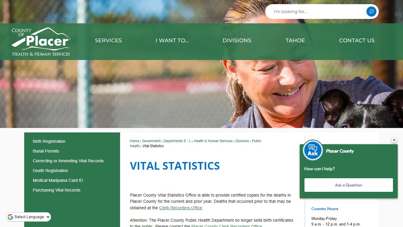 Vital Statistics | Placer County, CA