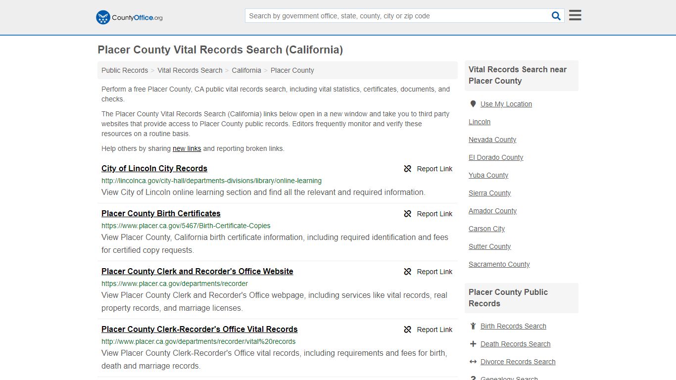 Vital Records Search - Placer County, CA (Birth, Death ...